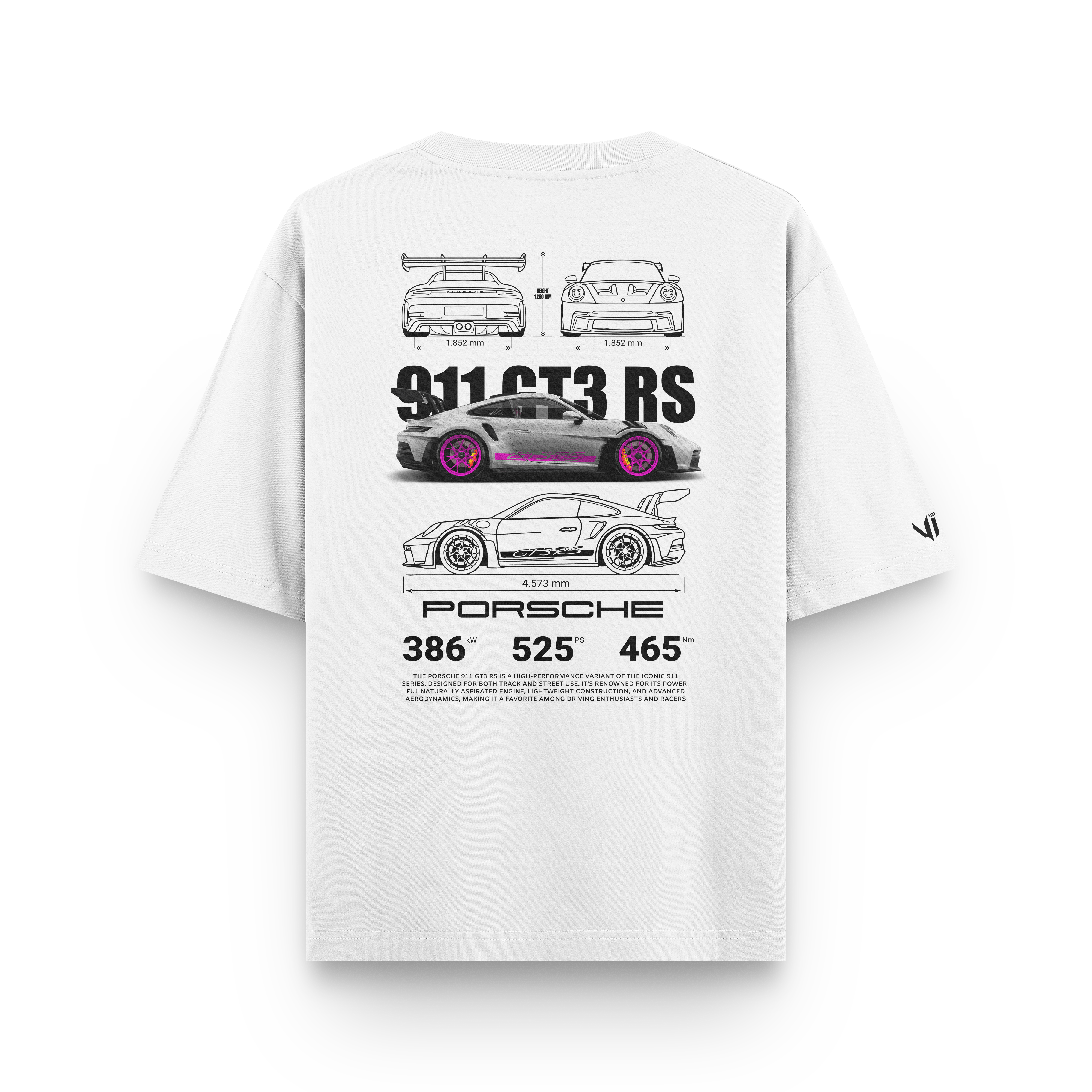 Camiseta Oversized Porsche GT3rs Pink