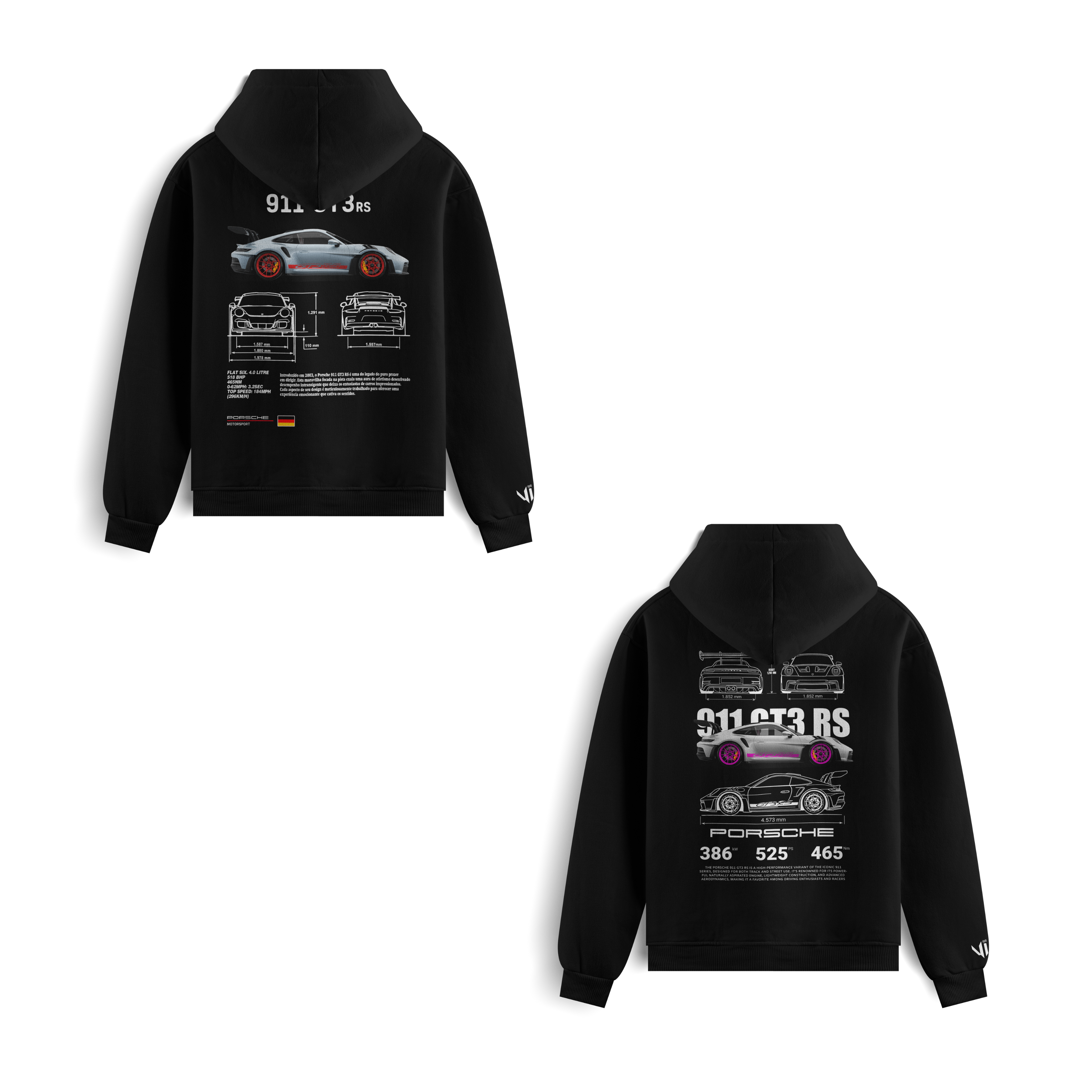 Porsche Club and Porsche GT3rs Pink Hoodie