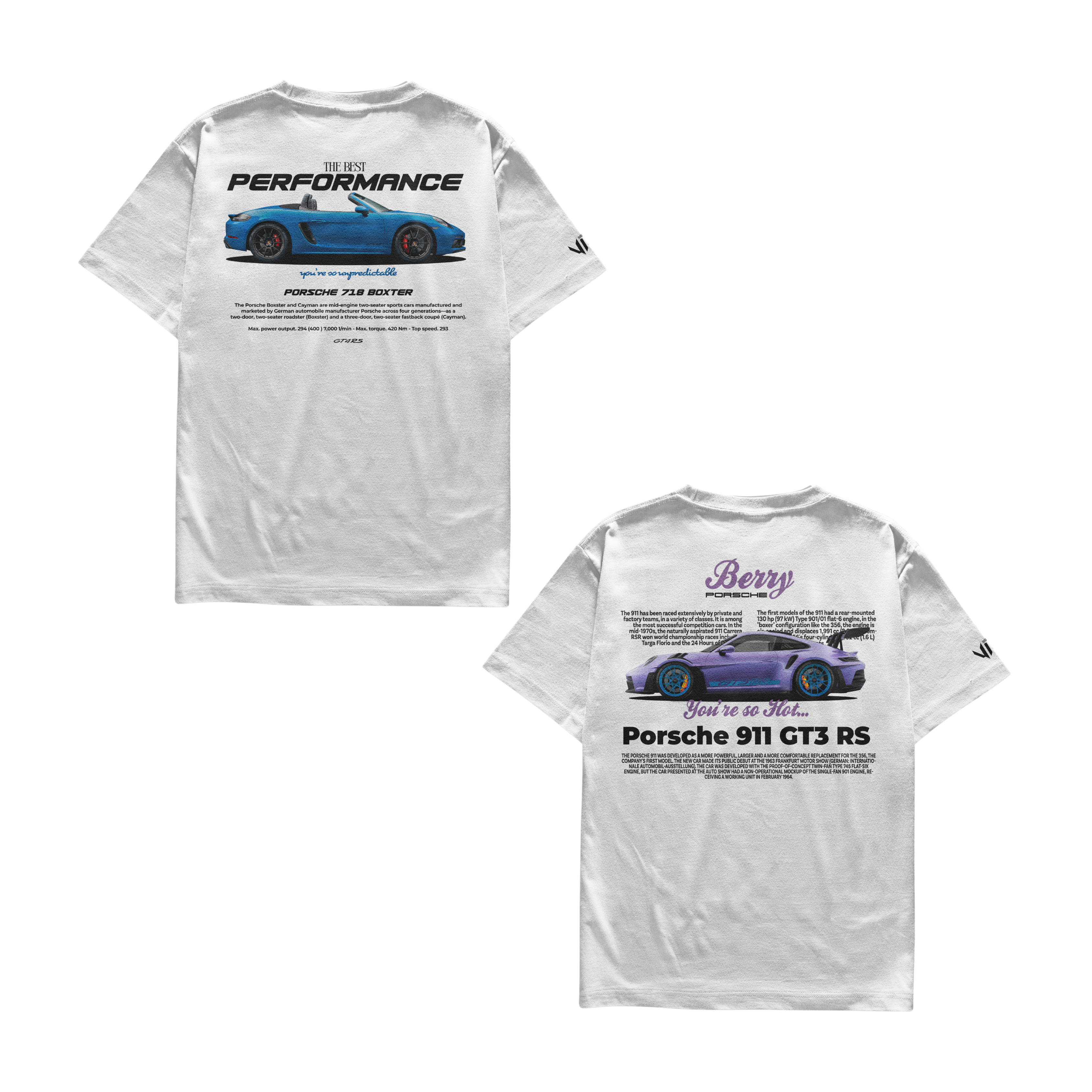 Camisetas Porsche 718 boxter e Porsche Berry