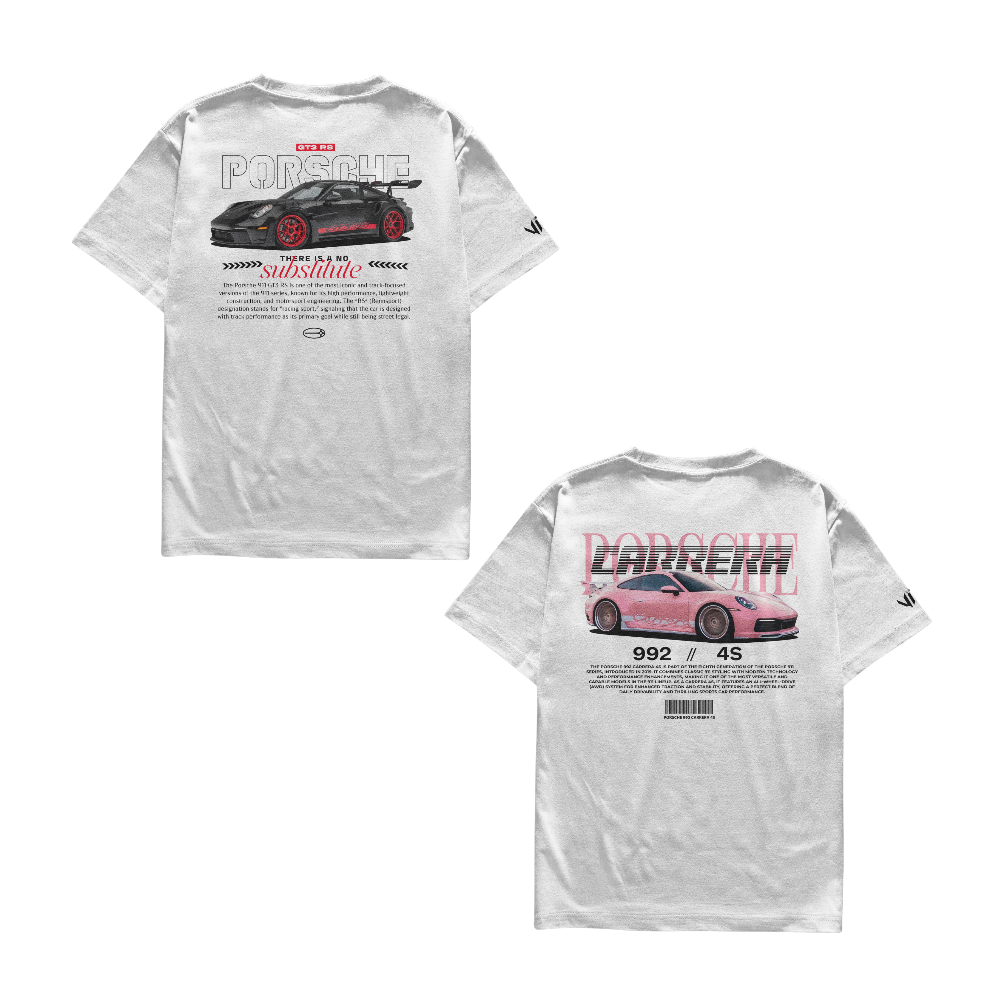 Camisetas Porsche No Substitute e Porsche Carrera Pink