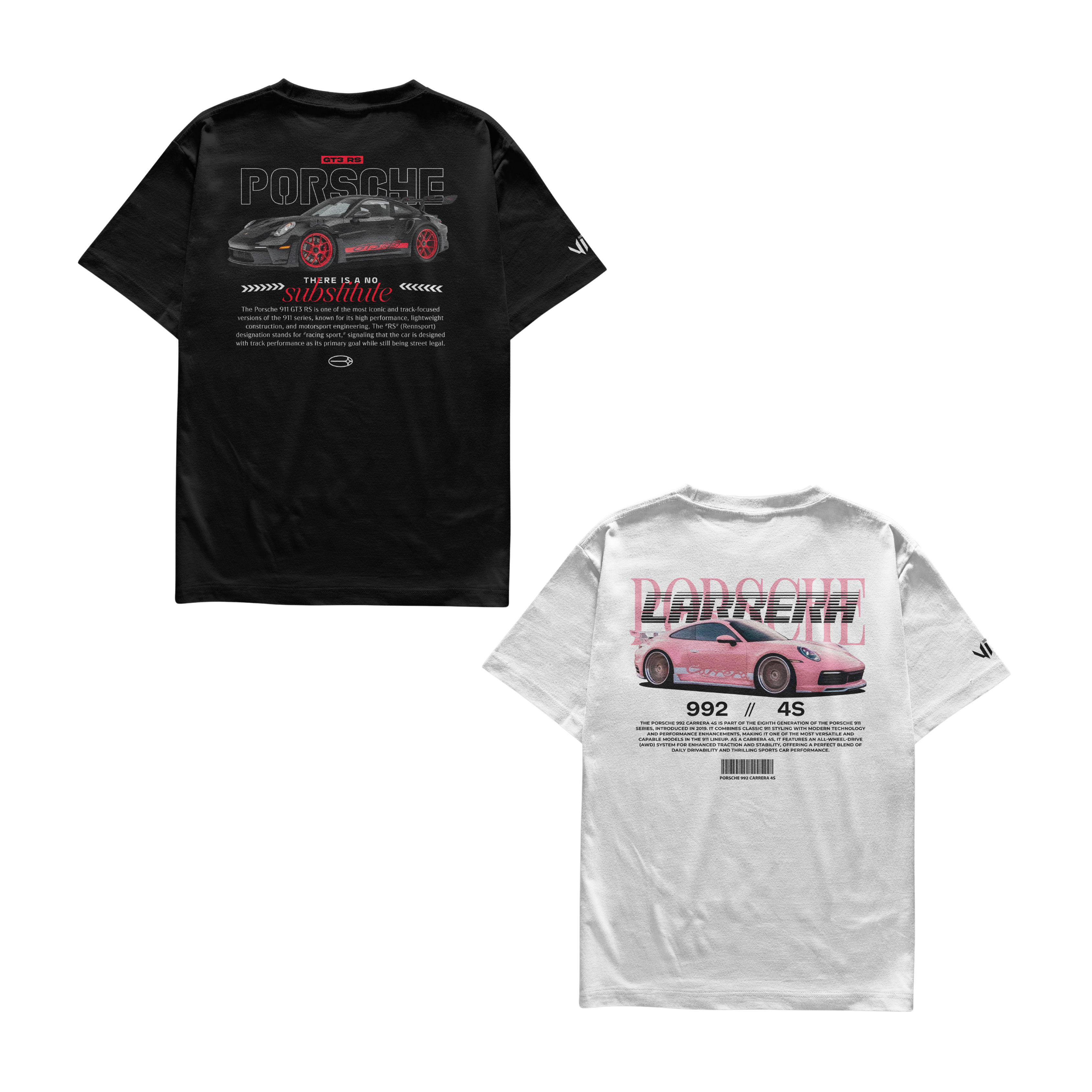 Camisetas Porsche No Substitute e Porsche Carrera Pink