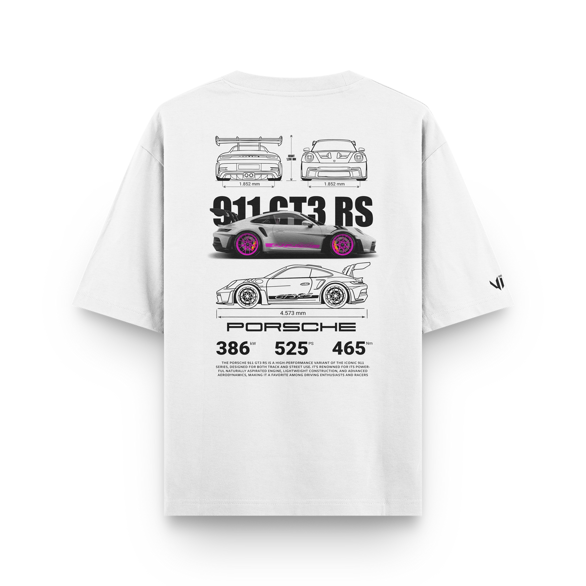 Porsche GT3 RS Pink Oversized T-Shirt