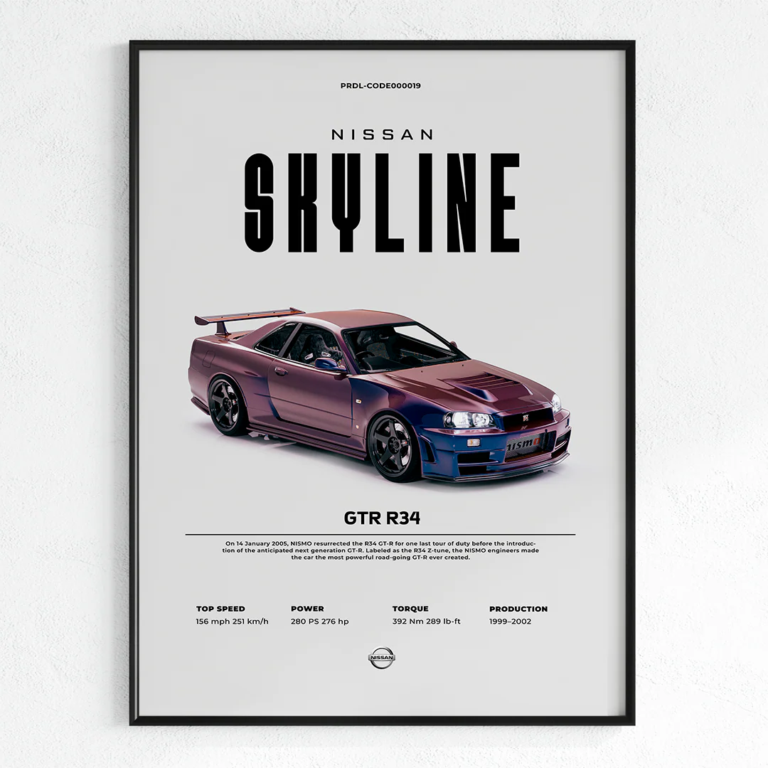 GT-R R34 Poster 40x60cm