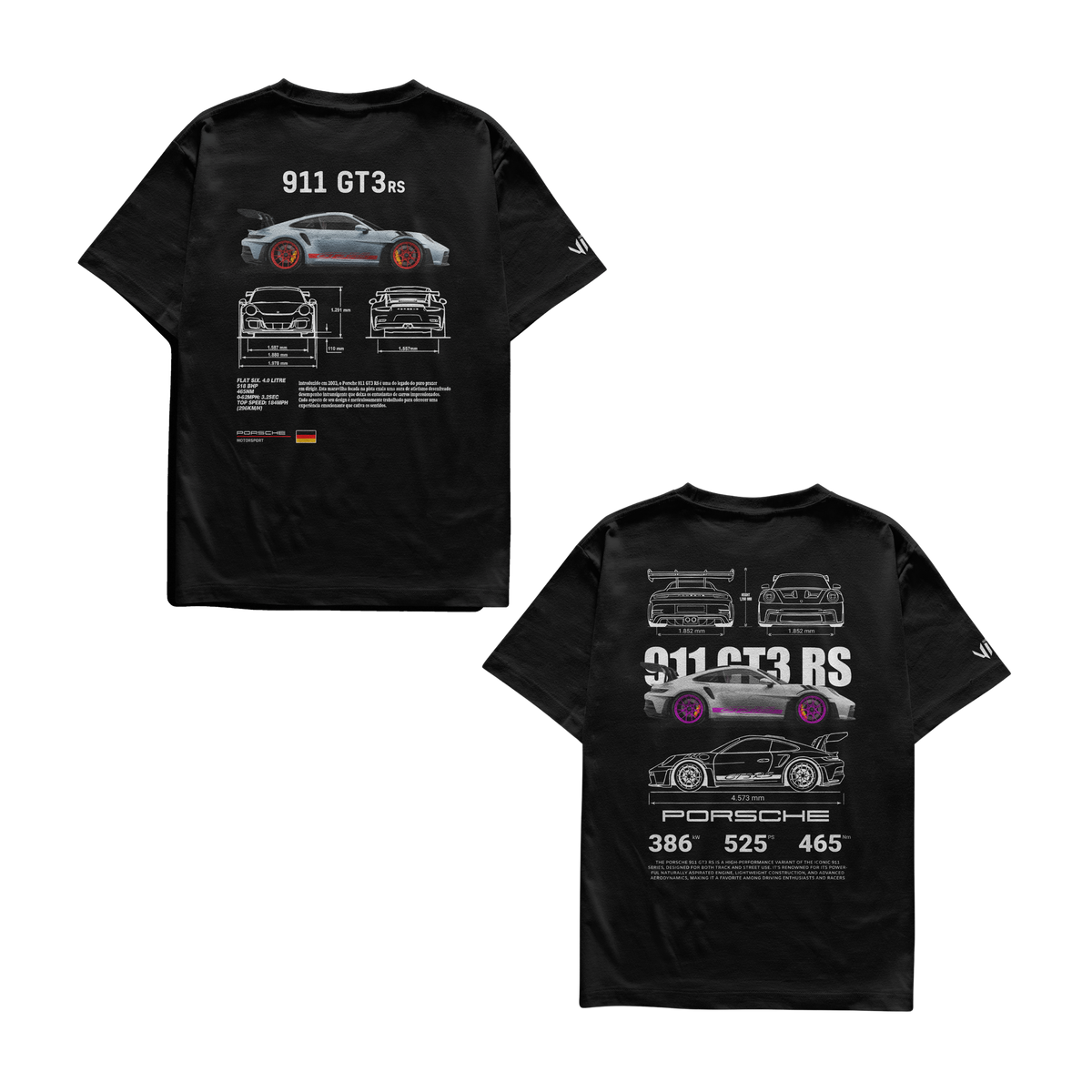 Porsche Club and Porsche GT3 RS Pink T-shirts