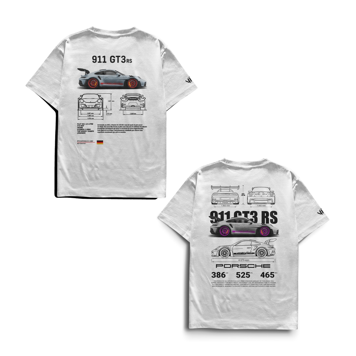 Porsche Club and Porsche GT3 RS Pink T-shirts