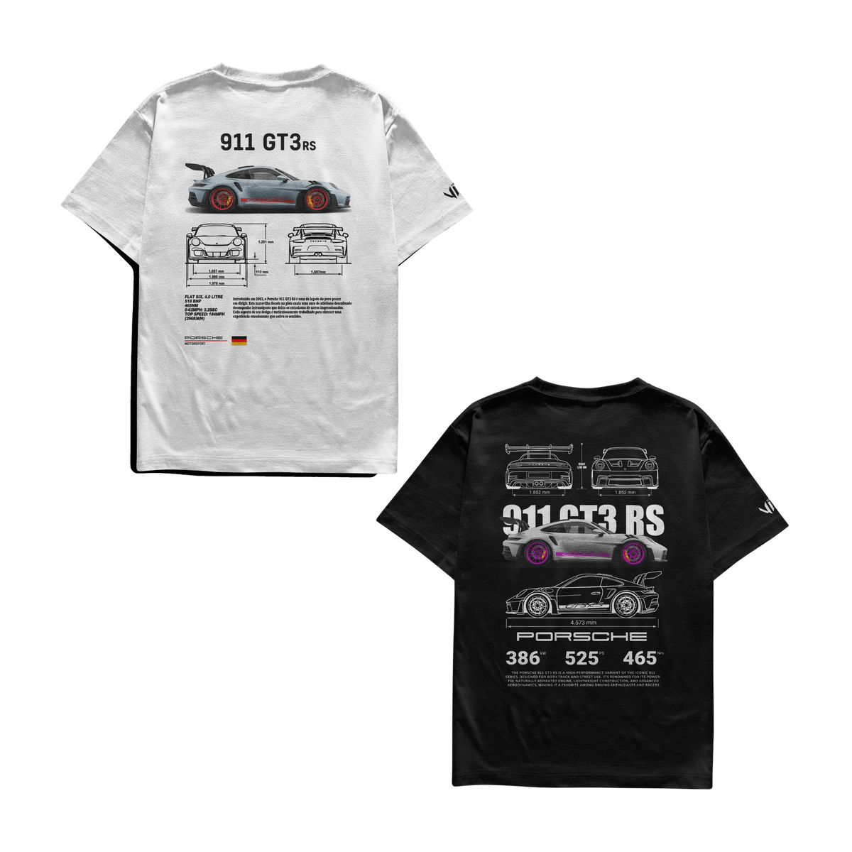 Porsche Club and Porsche GT3 RS Pink T-shirts