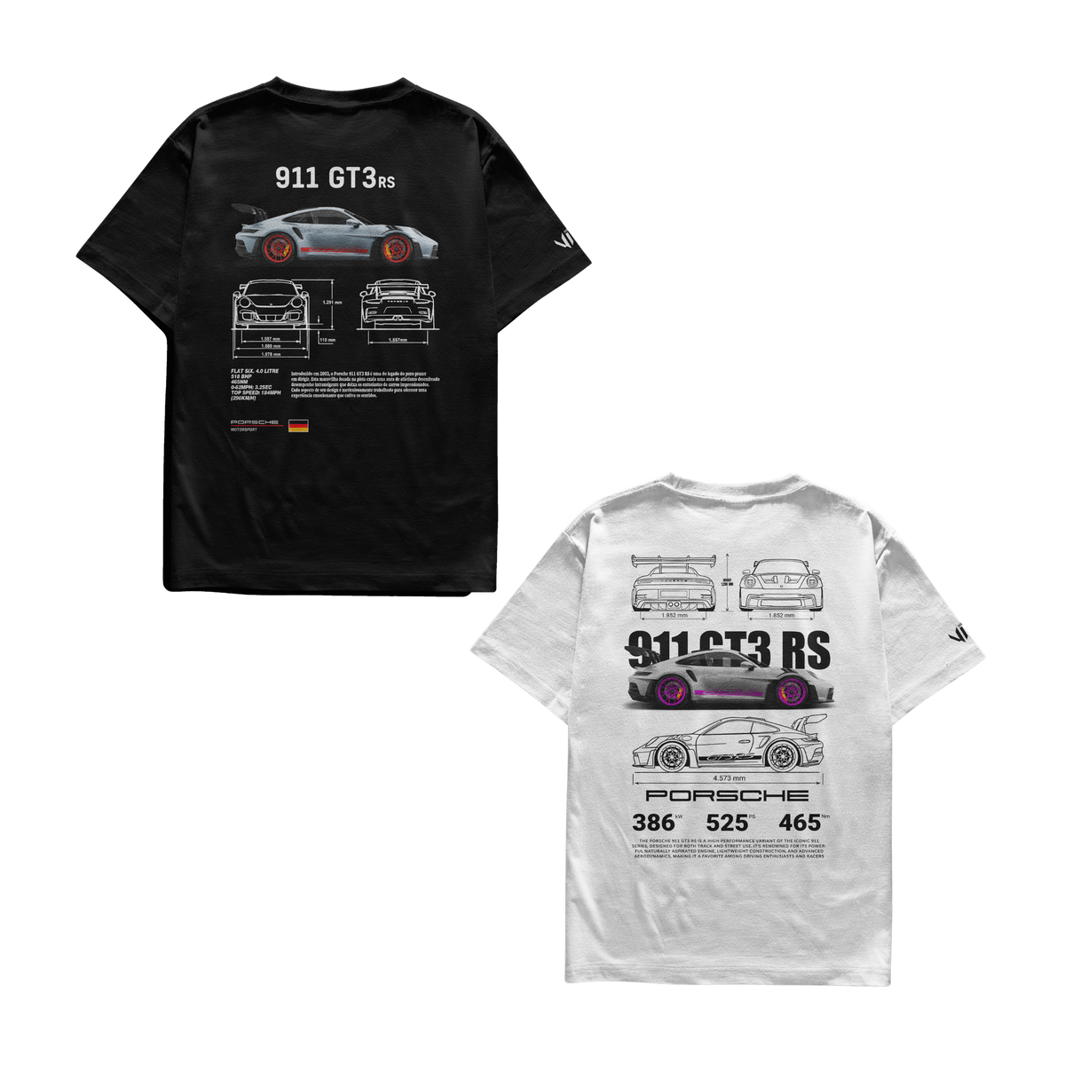 Porsche Club and Porsche GT3 RS Pink T-shirts